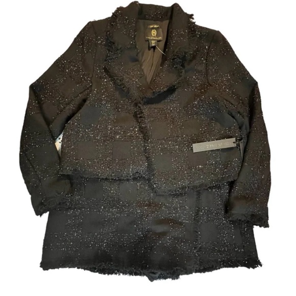 House of Harlow 1960 Black Tweed Skort Suit XL Chanel Reminiscent - Picture 2 of 4